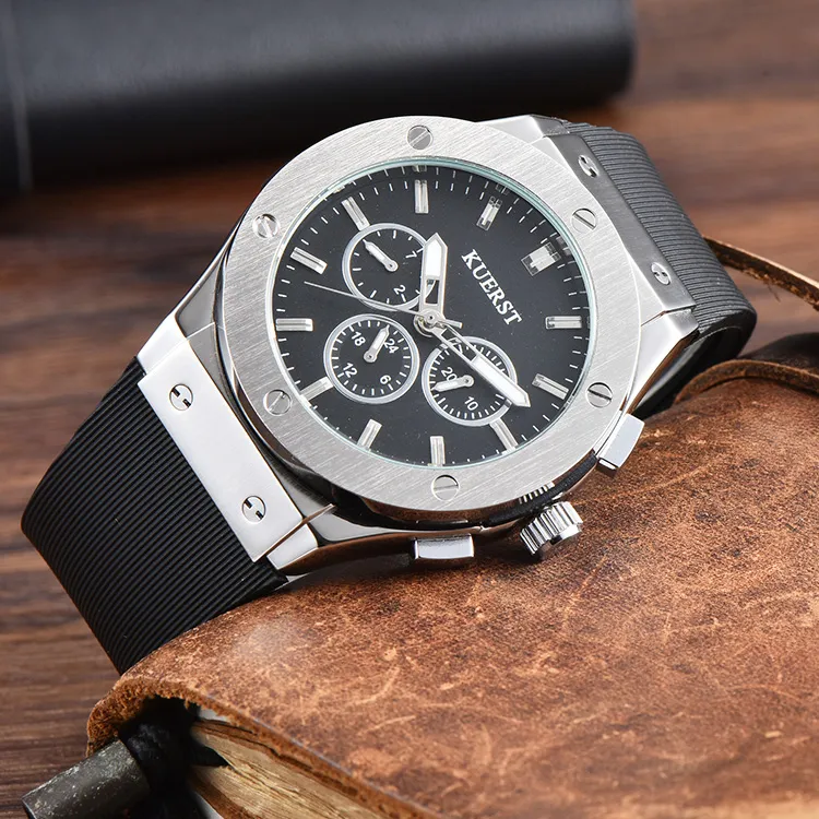 KUERST Automatic Mechanical Movement Rubber Strap Watch Men's Watches Black Dial-14