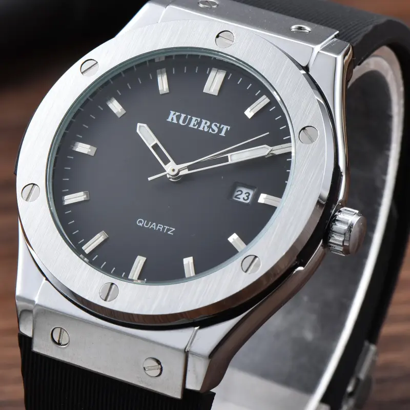 KUERST Automatic Mechanical Movement Rubber Strap Watch Men's Watches Black Dial-6