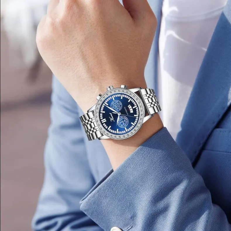 KUERST Automatic Mechanical Movement Steel Strap Watch Men's Watches White Dial-8