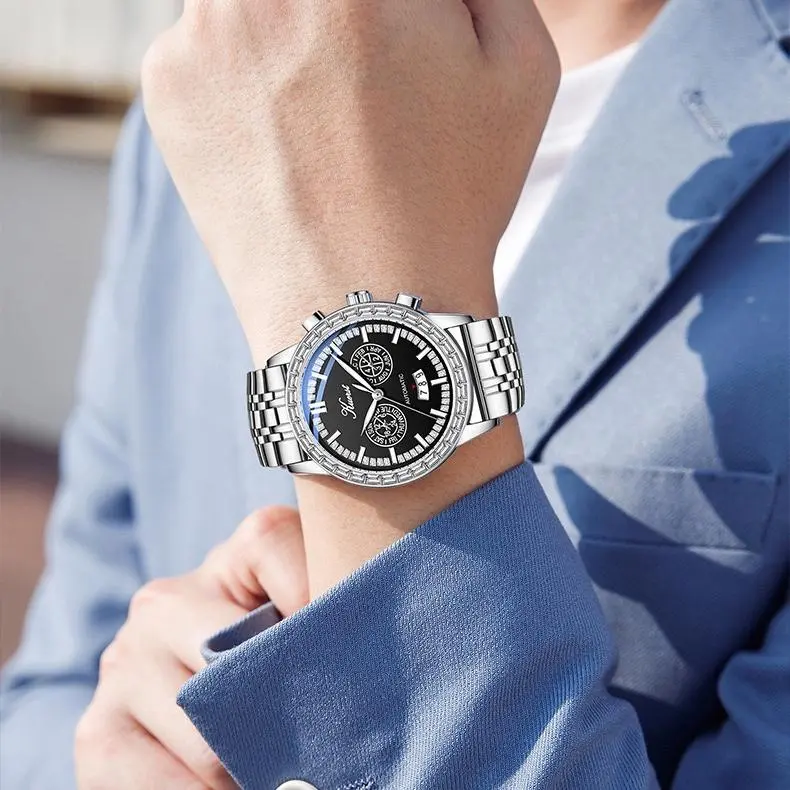 KUERST Automatic Mechanical Movement Steel Strap Watch Men's Watches White Dial-10