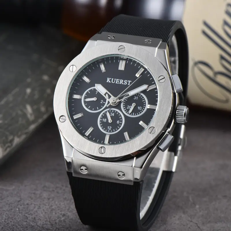 KUERST Automatic Mechanical Movement Rubber Strap Watch Men's Watches Black Dial-9