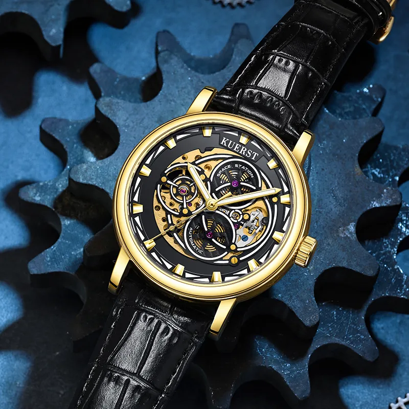 KUERST Automatic Mechanical Movement Watch Men's Watches Black Dial-14