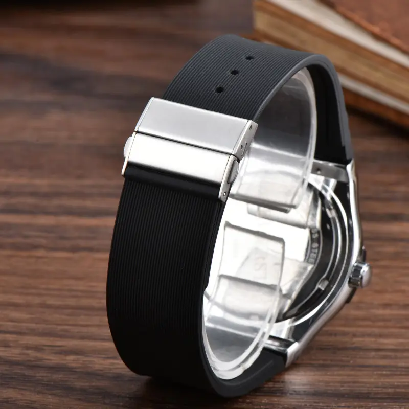 KUERST Automatic Mechanical Movement Rubber Strap Watch Men's Watches Black Dial-5