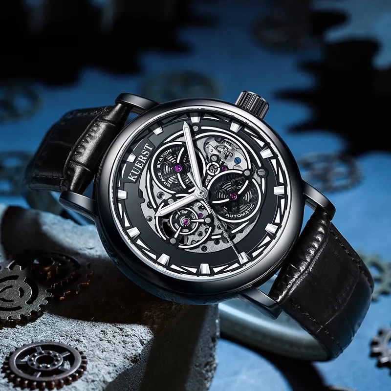 KUERST Automatic Mechanical Movement Watch Men's Watches Black Dial-16