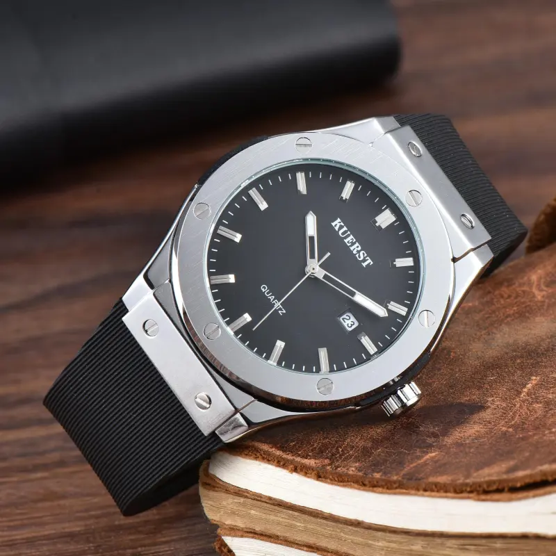 KUERST Automatic Mechanical Movement Rubber Strap Watch Men's Watches Black Dial-5