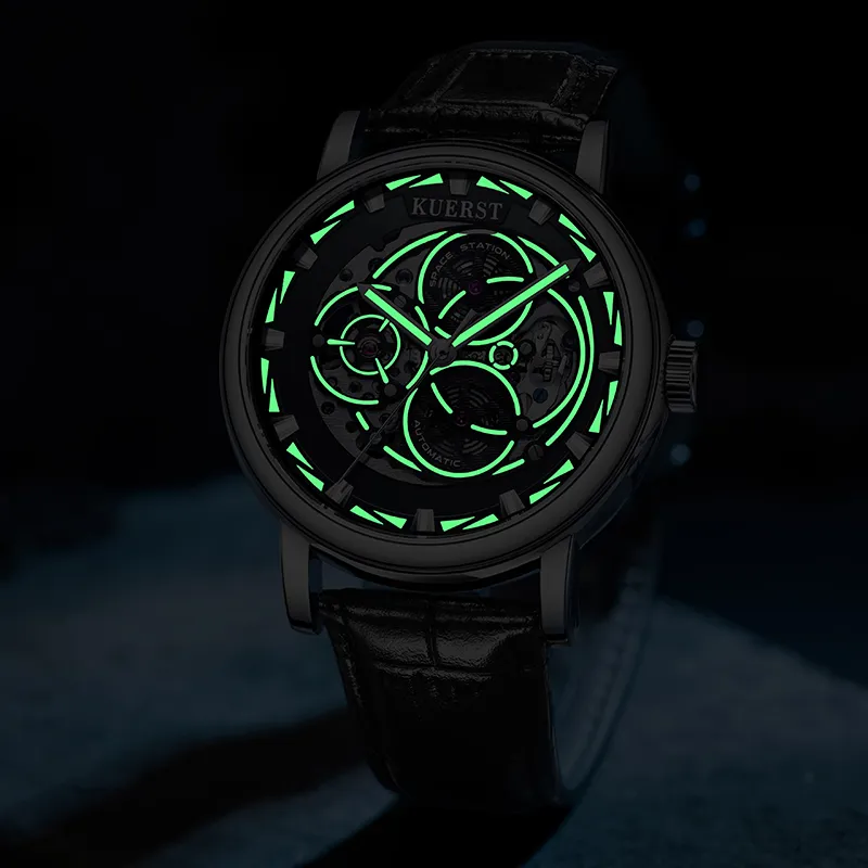 KUERST Automatic Mechanical Movement Watch Men's Watches Black Dial-9