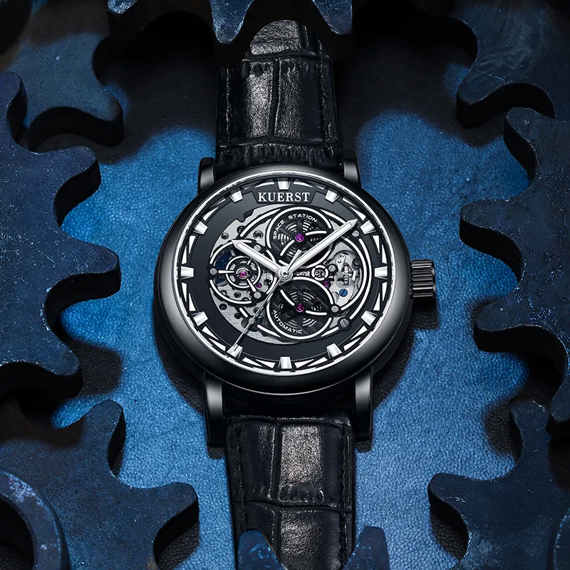 KUERST Automatic Mechanical Movement Watch Men's Watches Black Dial-17