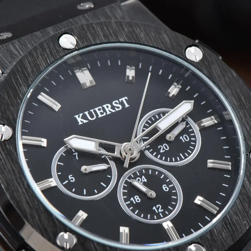 KUERST Automatic Mechanical Movement Rubber Strap Watch Men's Watches Black Dial-14