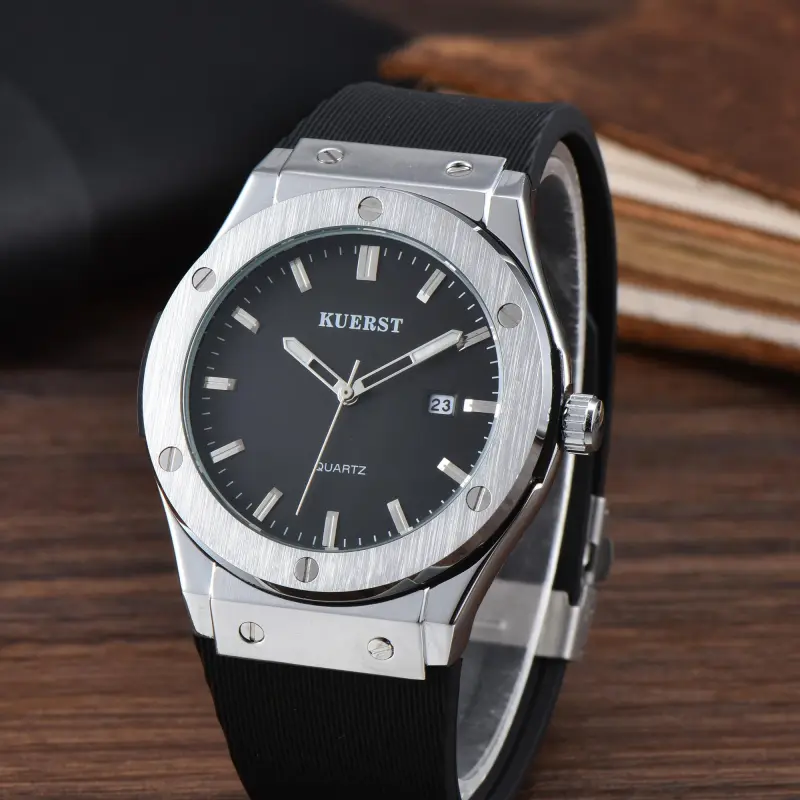 KUERST Automatic Mechanical Movement Rubber Strap Watch Men's Watches Black Dial-2