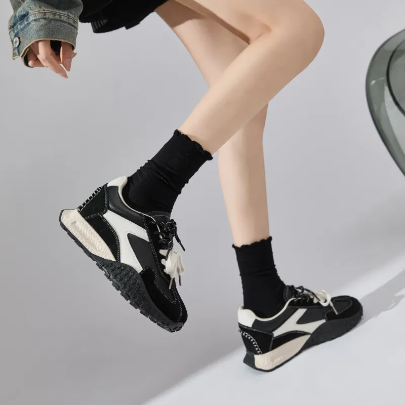 ΛOLUNKΛ Anti Slip And Wear Resistant Height Increasing Low Top Casual Shoes Women's-7