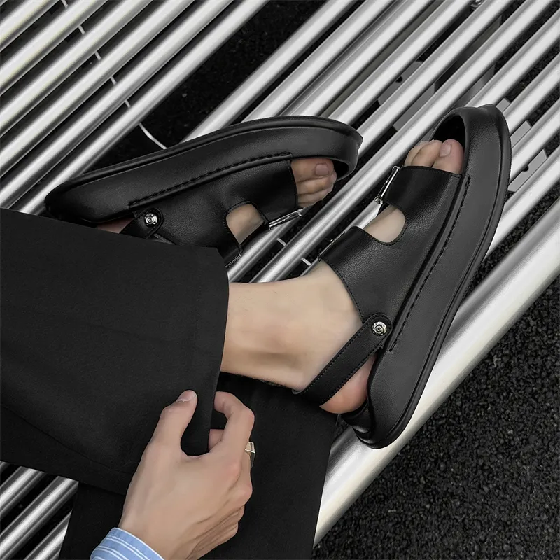ΛOLUNKΛ Beach Sandals Men Black/Beige/Green-5