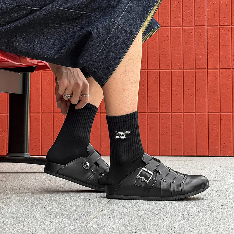 ΛOLUNKΛ Metal Abrasion Resistant Slip Resistant Closed Toe Slippers Unisex Black-2