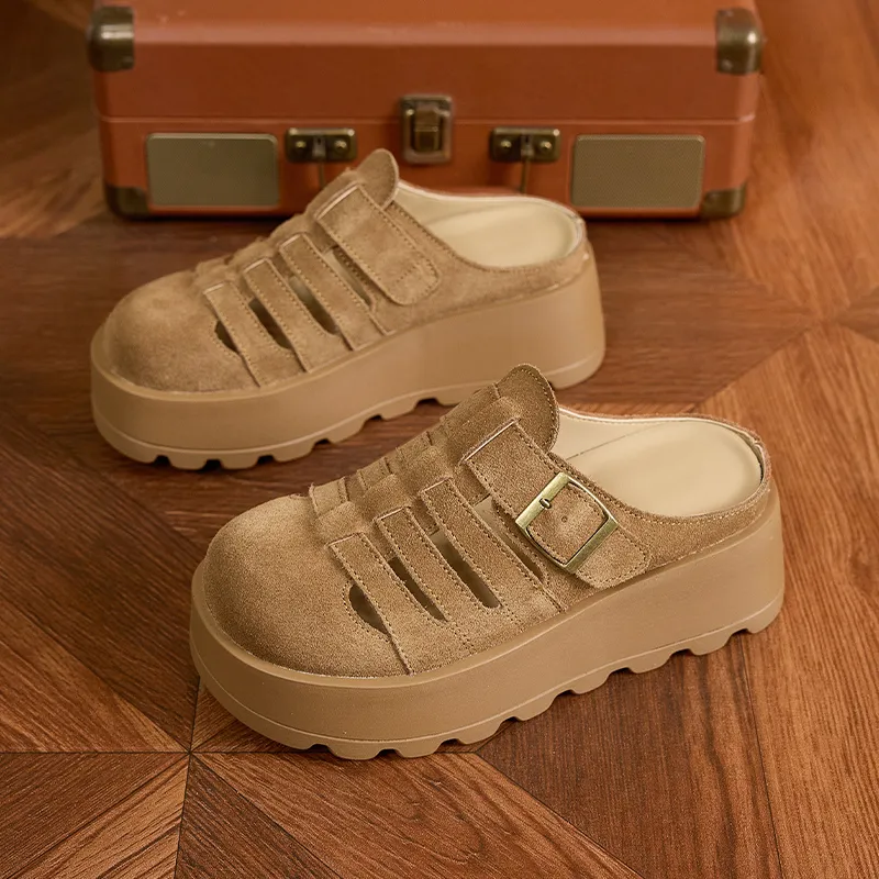 ΛOLUNKΛ Abrasion Resistant Slip Resistant Closed Toe Slippers Women's-3