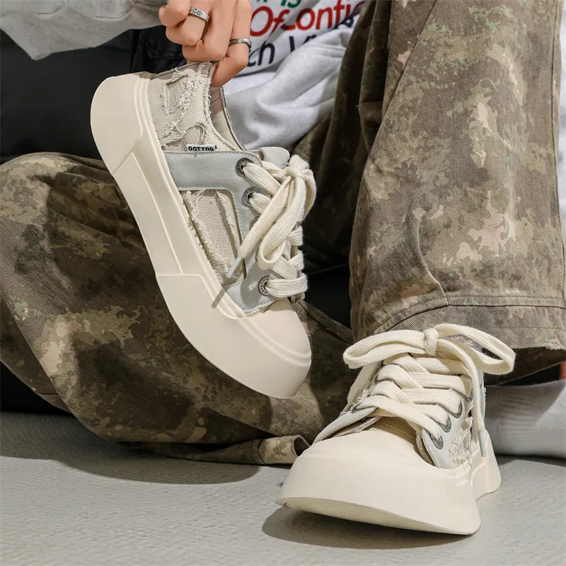 ΛOLUNKΛ Slip Resistant Breathable Height Increasing Low Top Skateboard Shoes Unisex-4