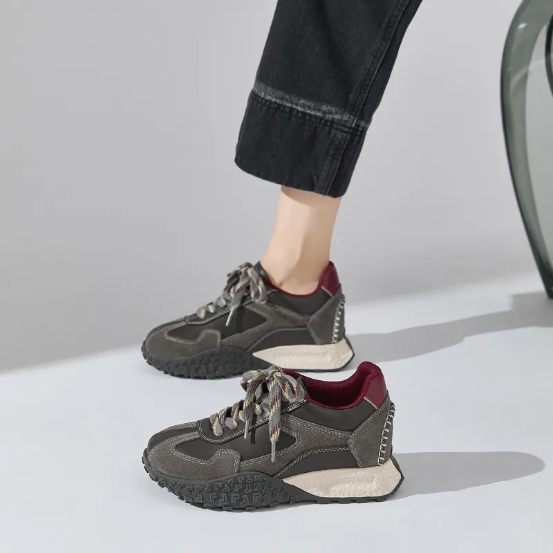 ΛOLUNKΛ Anti Slip And Wear Resistant Height Increasing Low Top Casual Shoes Women's-5