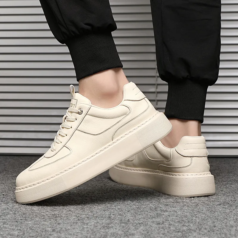 ΛOLUNKΛ Slip Resistant Waterproof Low Top Skateboard Shoes Men's White-3