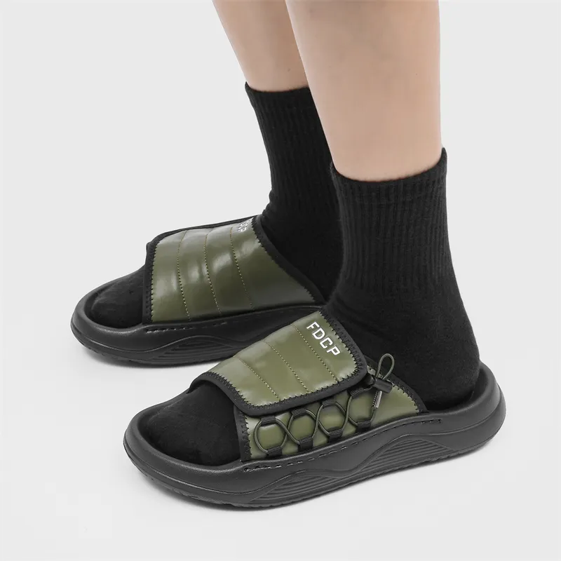 ΛOLUNKΛ Stitching Slip Resistant Odor Resistant Slide Slippers Men's-15