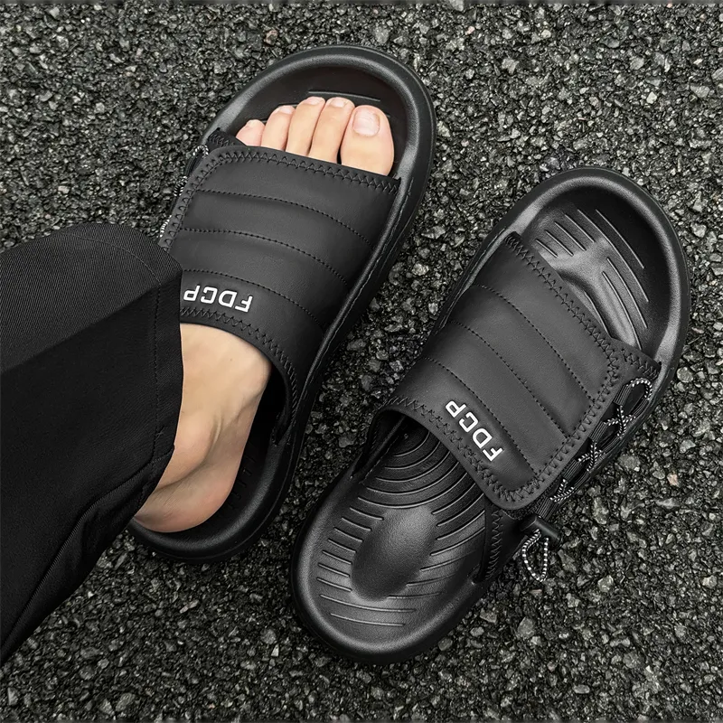 ΛOLUNKΛ Stitching Slip Resistant Odor Resistant Slide Slippers Men's-9