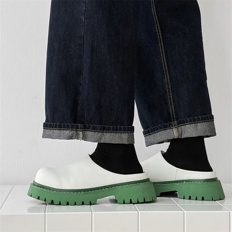 ΛOLUNKΛ Rubber Sole Stitching Abrasion Resistant Slip Resistant Closed Toe Slippers Men's-4