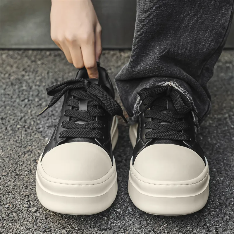 ΛOLUNKΛ Slip Resistant Lightweight Height Increasing Low Top Skateboard Shoes Men's-2