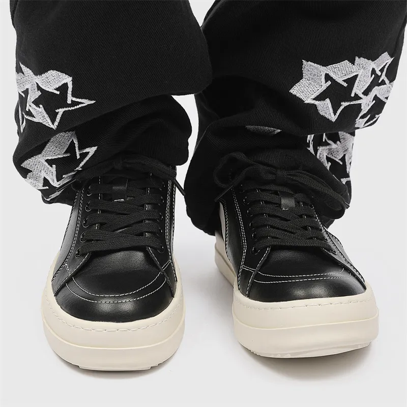 ΛOLUNKΛ Height Increasing Abrasion Resistant Slip Resistant Low Top Skateboard Shoes Men's Black-2