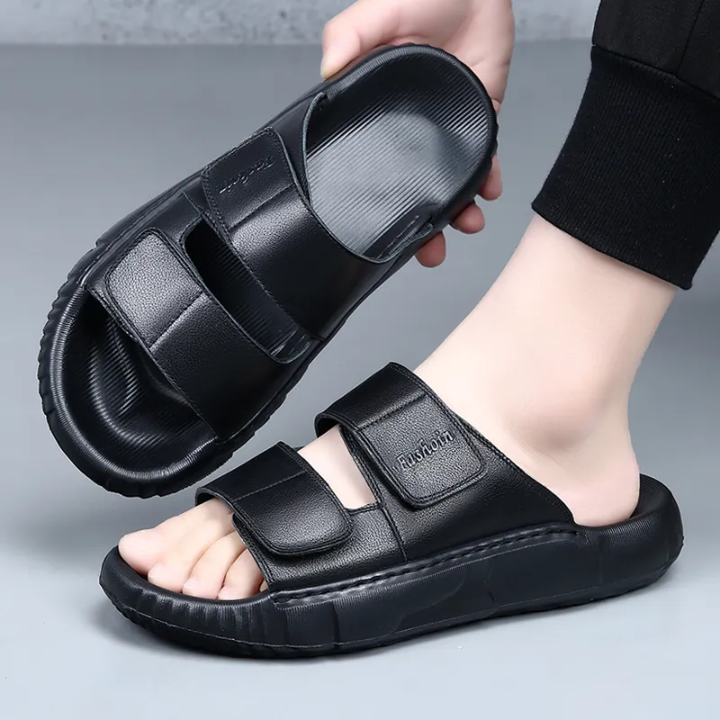ΛOLUNKΛ Rubber Sole Slip Resistant Abrasion Resistant Slide Slippers Men's-2