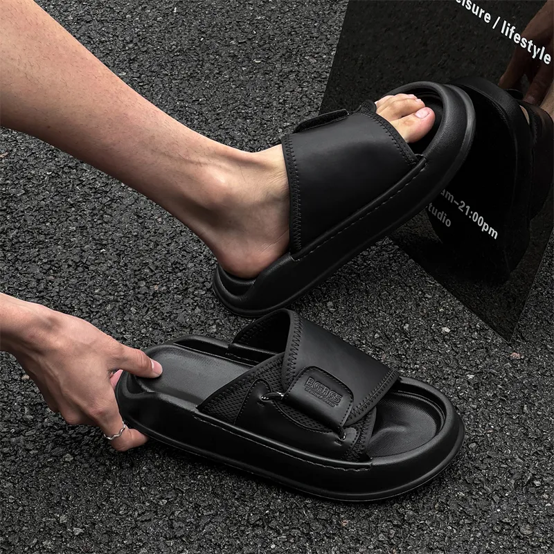 ΛOLUNKΛ Slip Resistant Abrasion Resistant Slide Slippers Men's-4