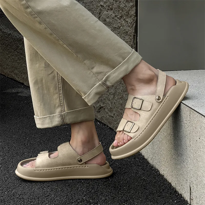ΛOLUNKΛ Beach Sandals Men Black/Beige/Green-11