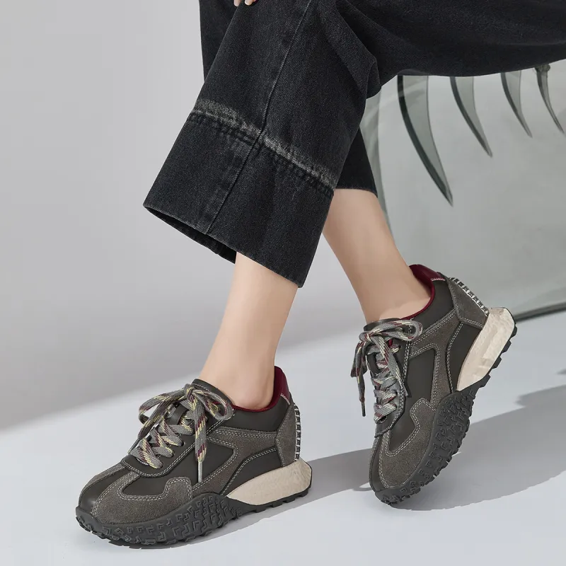 ΛOLUNKΛ Anti Slip And Wear Resistant Height Increasing Low Top Casual Shoes Women's-4