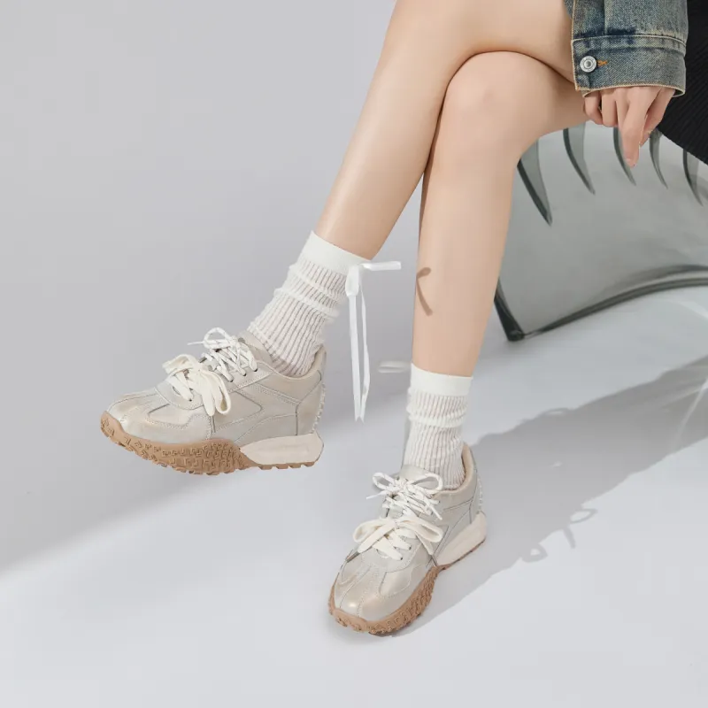 ΛOLUNKΛ Anti Slip And Wear Resistant Height Increasing Low Top Casual Shoes Women's-8