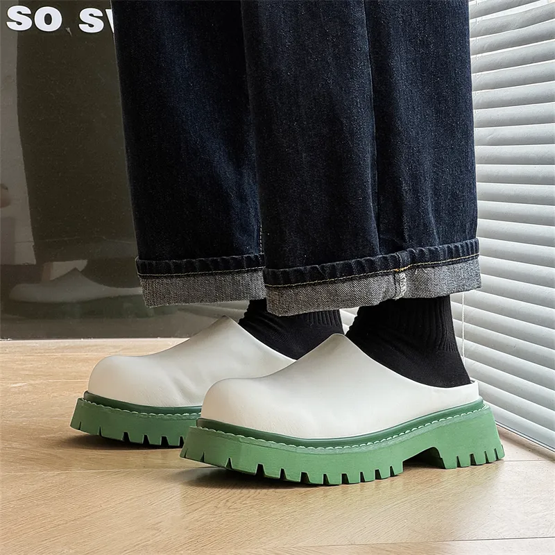 ΛOLUNKΛ Rubber Sole Stitching Abrasion Resistant Slip Resistant Closed Toe Slippers Men's-6