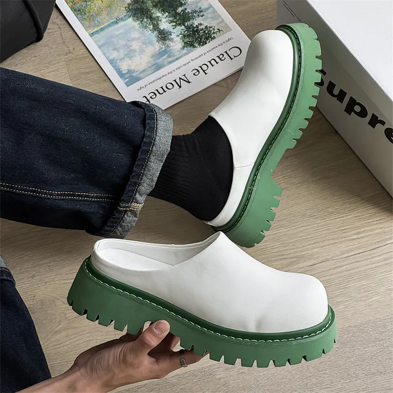 ΛOLUNKΛ Rubber Sole Stitching Abrasion Resistant Slip Resistant Closed Toe Slippers Men's-1