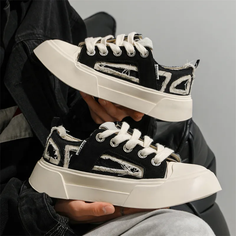 ΛOLUNKΛ Slip Resistant Breathable Height Increasing Low Top Skateboard Shoes Unisex-6