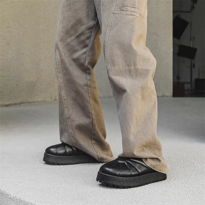 ΛOLUNKΛ Rubber Sole Stitching Abrasion Resistant Closed Toe Slippers Men's-4