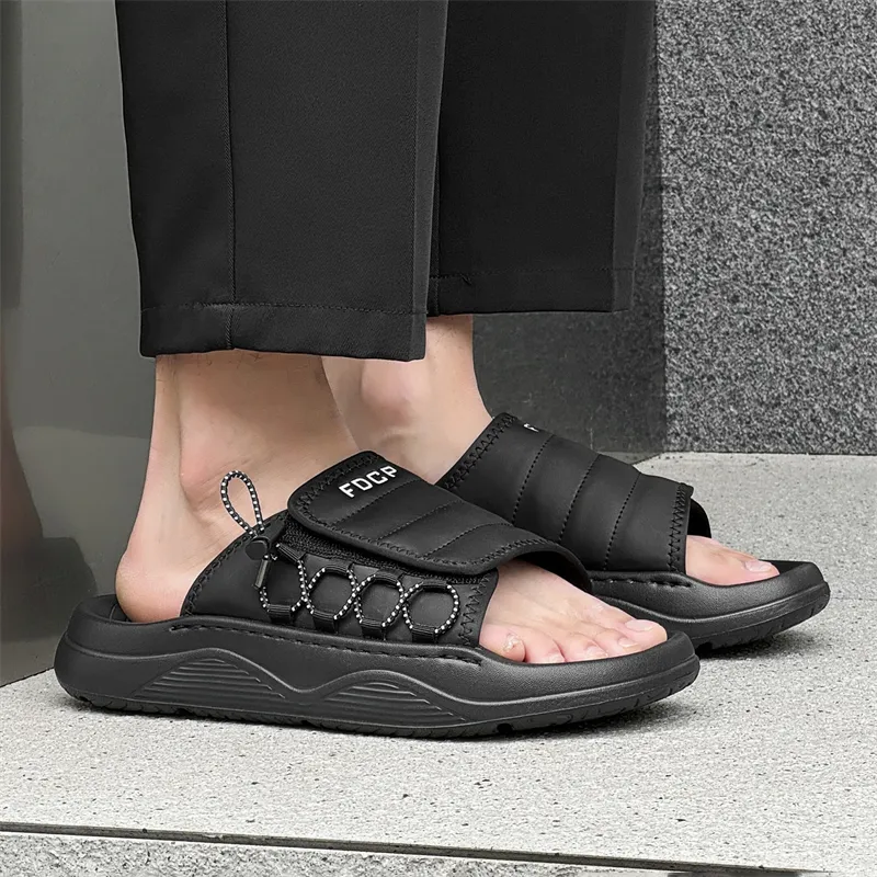 ΛOLUNKΛ Stitching Slip Resistant Odor Resistant Slide Slippers Men's-11