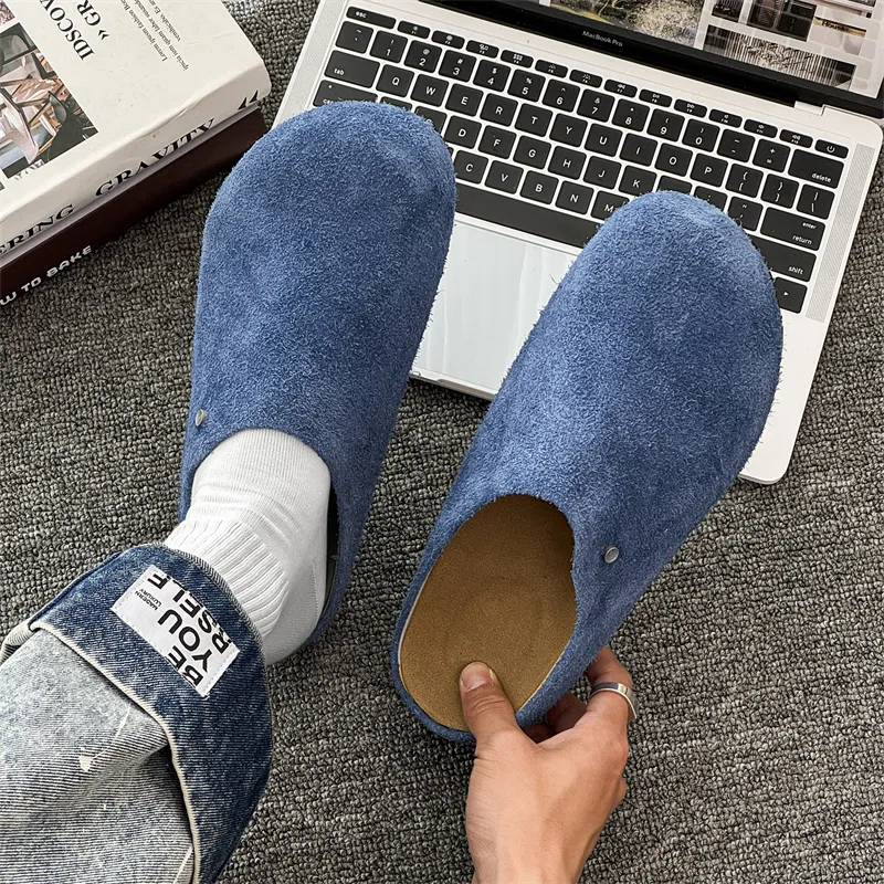 ΛOLUNKΛ Rubber Sole Stitching Abrasion Resistant Closed Toe Slippers Unisex-11