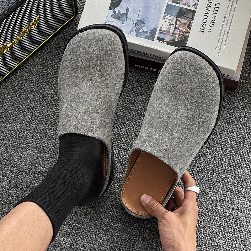 ΛOLUNKΛ Stitching Odor Resistant Slip Resistant Closed Toe Slippers Men's-31