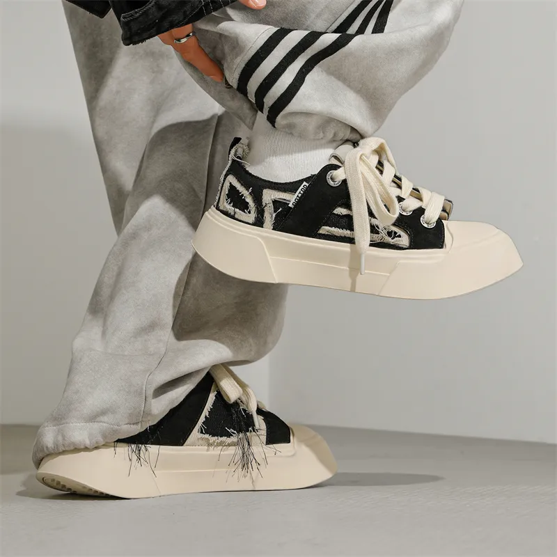 ΛOLUNKΛ Slip Resistant Breathable Height Increasing Low Top Skateboard Shoes Unisex-9
