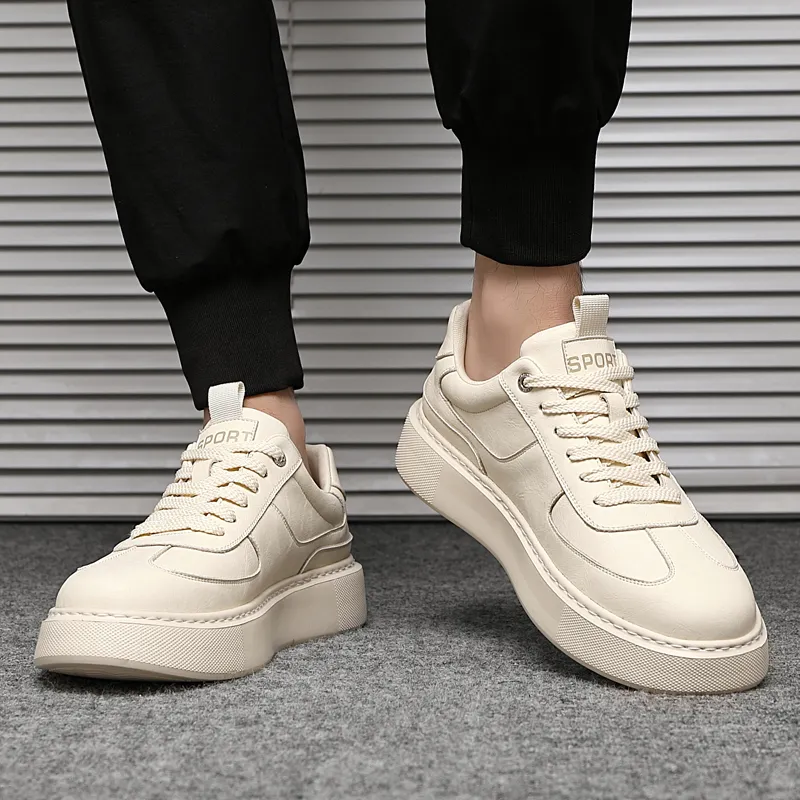 ΛOLUNKΛ Slip Resistant Waterproof Low Top Skateboard Shoes Men's White-2