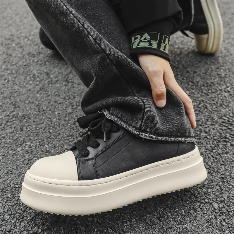 ΛOLUNKΛ Slip Resistant Lightweight Height Increasing Low Top Skateboard Shoes Men's-5