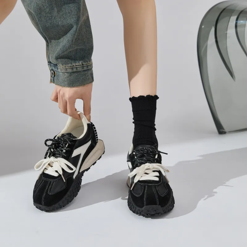 ΛOLUNKΛ Anti Slip And Wear Resistant Height Increasing Low Top Casual Shoes Women's-11