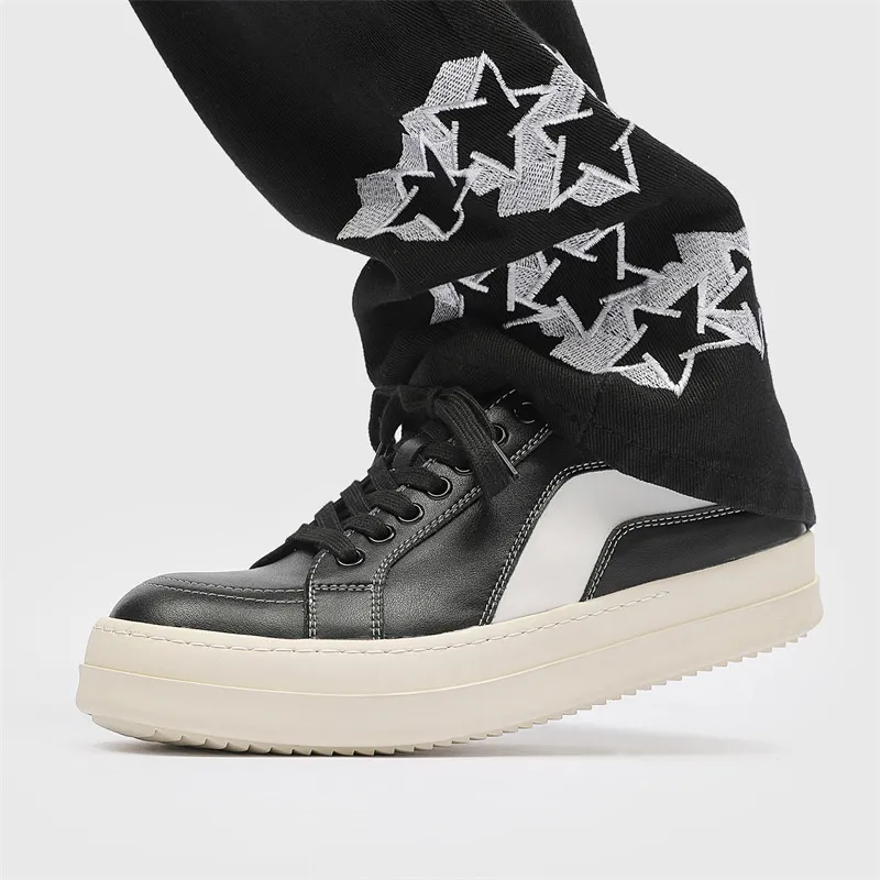 ΛOLUNKΛ Height Increasing Abrasion Resistant Slip Resistant Low Top Skateboard Shoes Men's Black-1