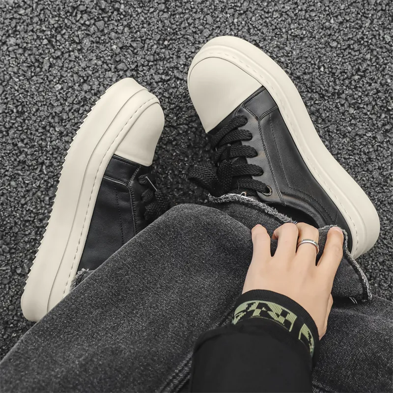 ΛOLUNKΛ Slip Resistant Lightweight Height Increasing Low Top Skateboard Shoes Men's-6