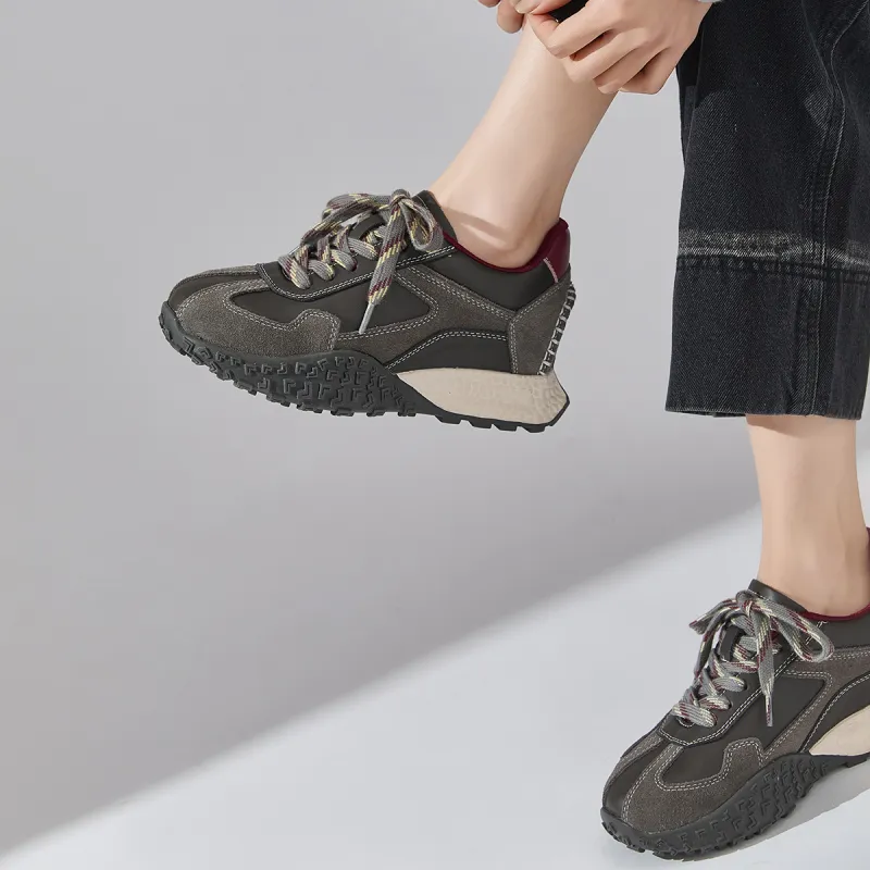ΛOLUNKΛ Anti Slip And Wear Resistant Height Increasing Low Top Casual Shoes Women's-3