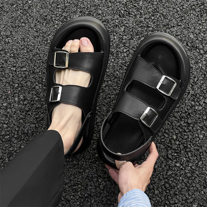 ΛOLUNKΛ Beach Sandals Men Black/Beige/Green-3