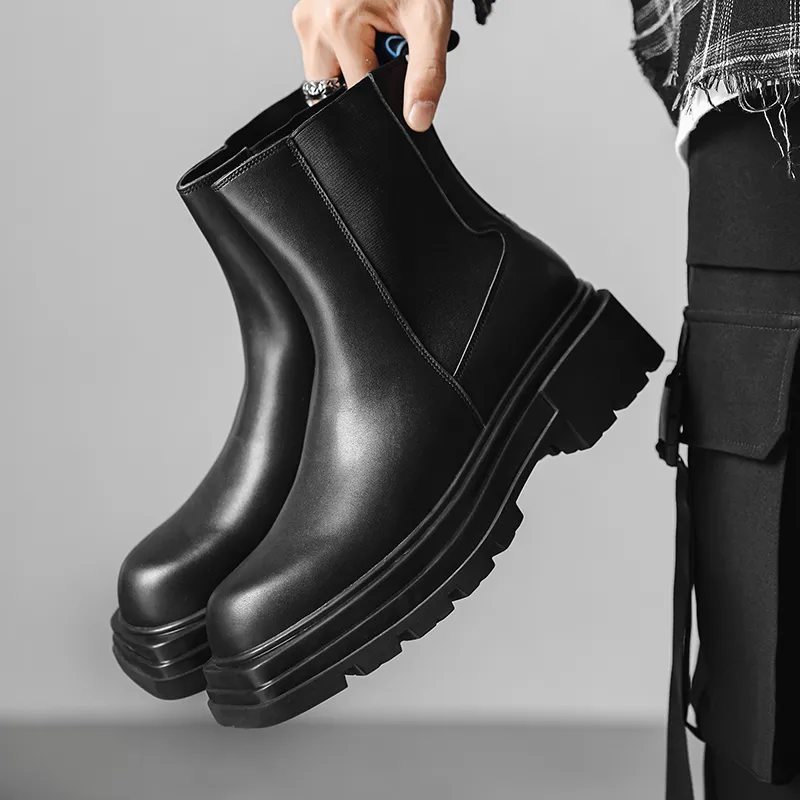 ΛOLUNKΛ Short Chelsea Boots 5CM Men's Black-2