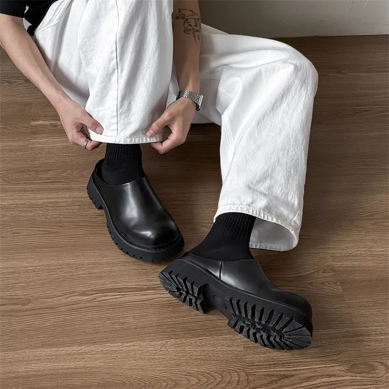 ΛOLUNKΛ Rubber Sole Stitching Abrasion Resistant Slip Resistant Closed Toe Slippers Men's-12