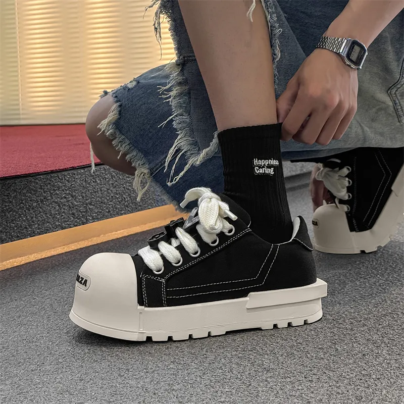 ΛOLUNKΛ Canvas Shoes Unisex Low Top Black-5