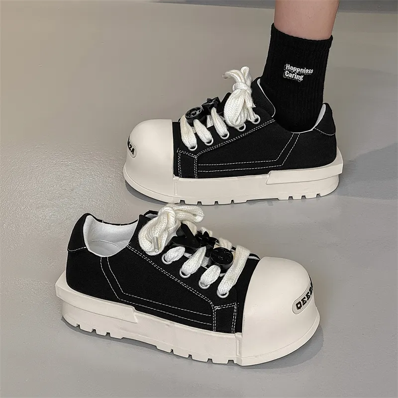 ΛOLUNKΛ Canvas Shoes Unisex Low Top Black-3