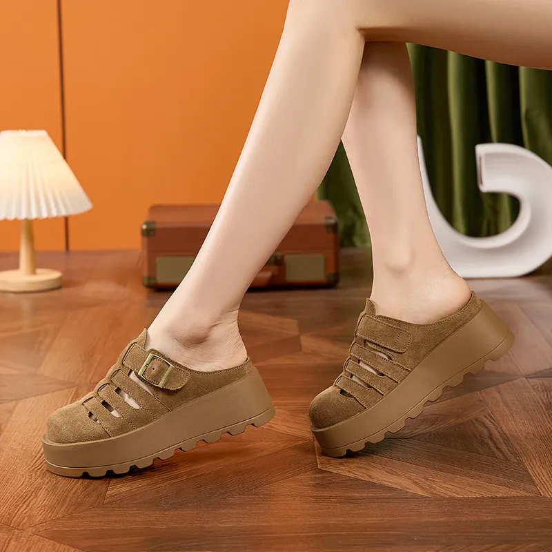 ΛOLUNKΛ Abrasion Resistant Slip Resistant Closed Toe Slippers Women's-2